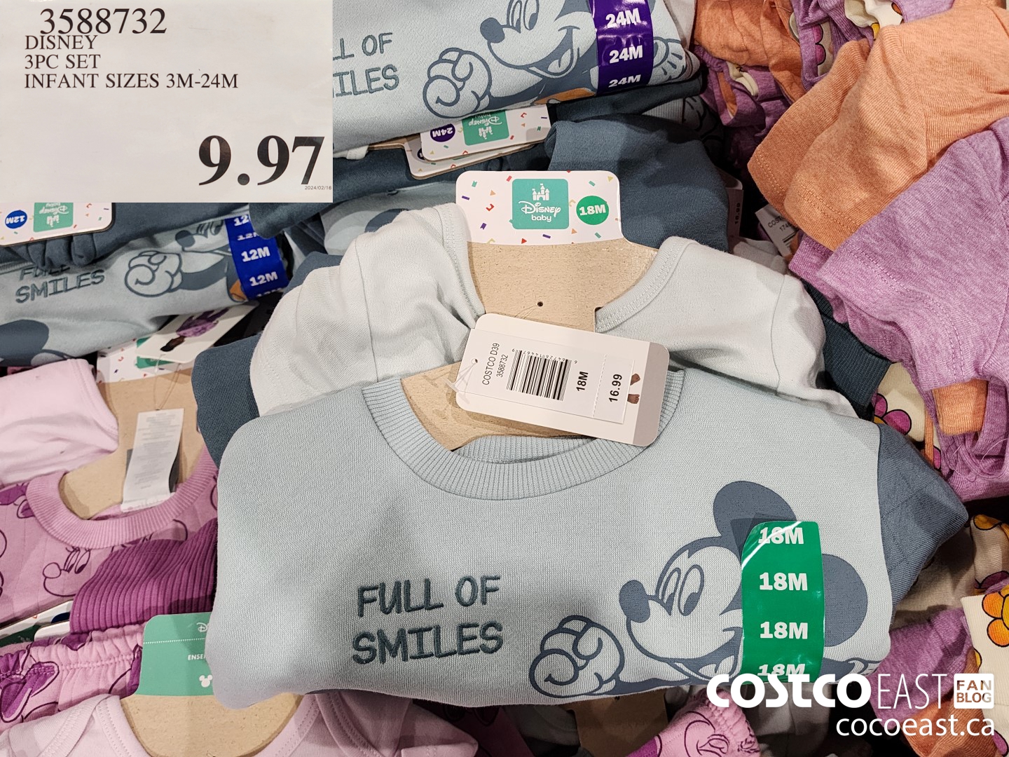 3588732 DISNEY 3 PC SET INFANT SIZES 3M-24M $9.97