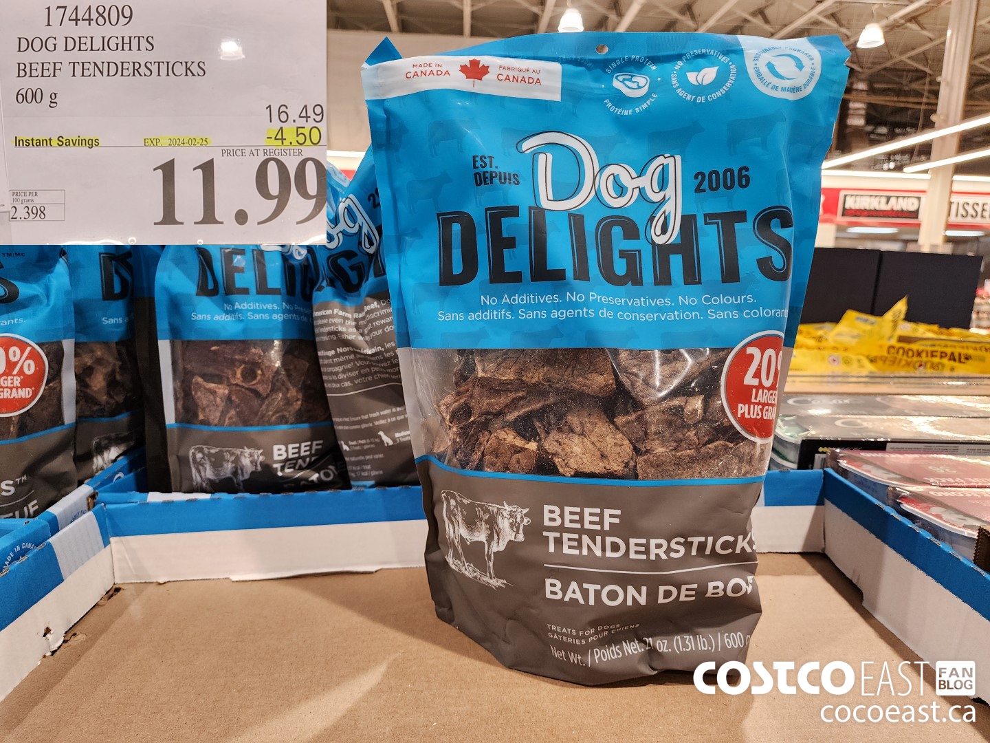 1744809 DOG DELIGHTS BEEF TENDERSTICKS 600 G ($4.50 INSTANT SAVINGS EXPIRES ON 2024-02-25) $11.99