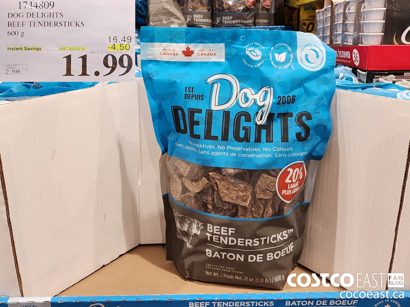 1744809 DOG DELIGHTS BEEF TENDERSTICKS 600 G ($4.50 INSTANT SAVINGS EXPIRES ON 2024-02-25) $11.99