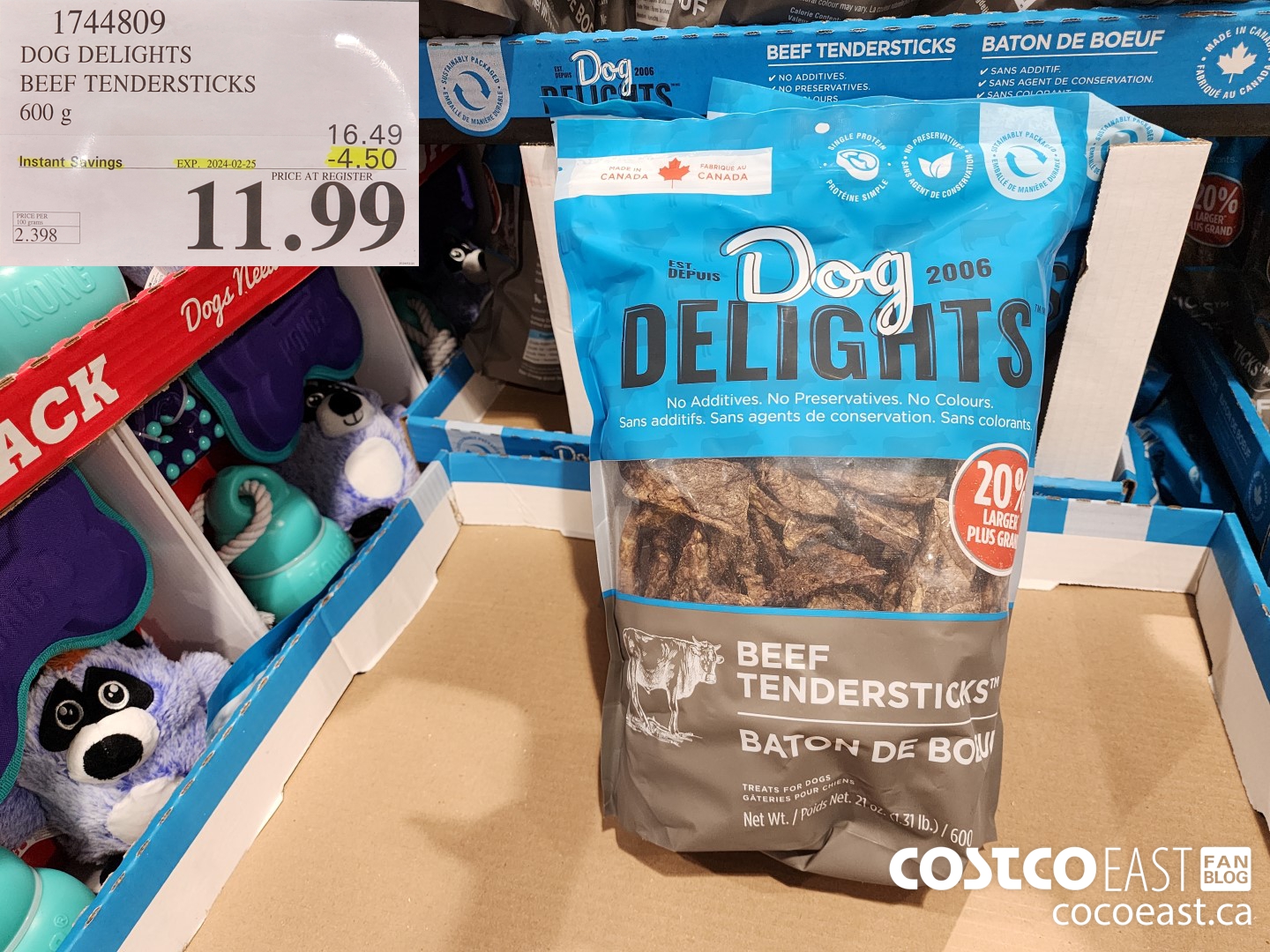 1744809 DOG DELIGHTS BEEF TENDERSTICKS 600 G ($4.50 INSTANT SAVINGS EXPIRES ON 2024-02-25) $11.99