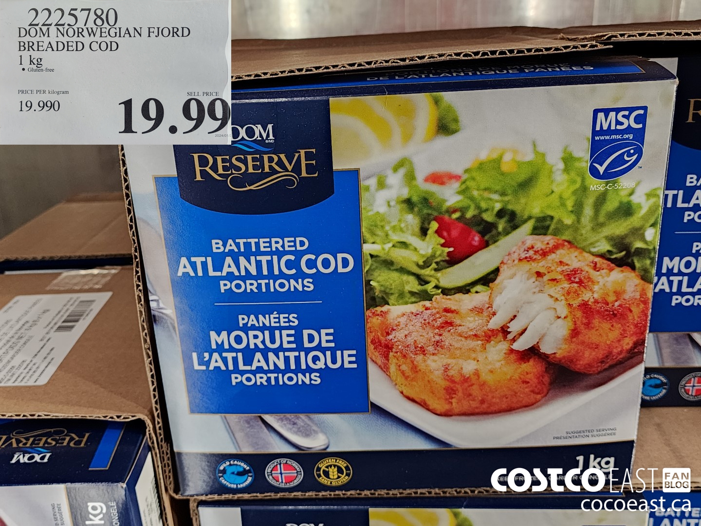 2225780 DOM NORWEGIAN FJORD BREADED COD 1 kg $19.99