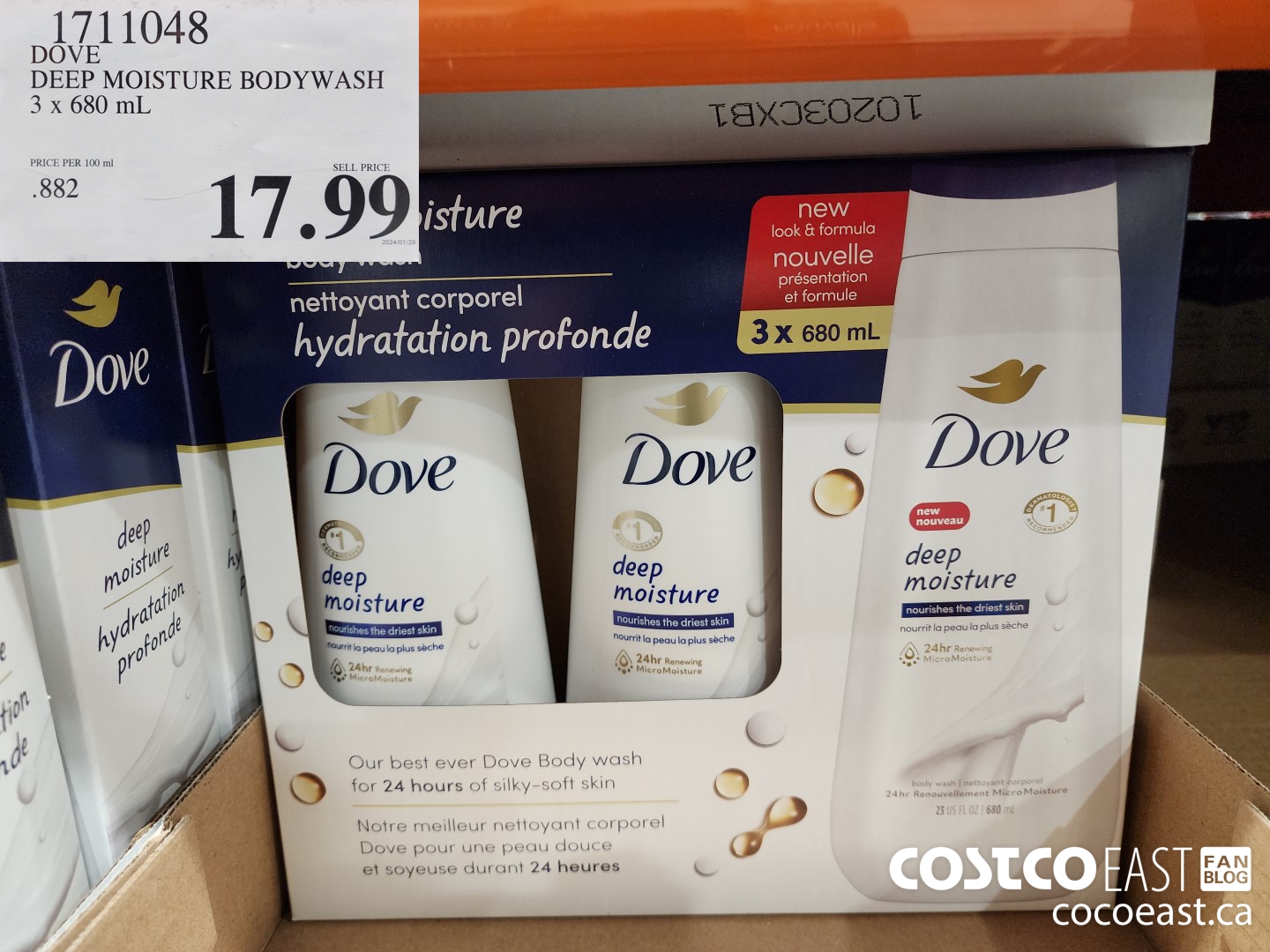 1711048 DOVE DEEP MOISTURE BODYWASH 3 x 680 mL $17.99