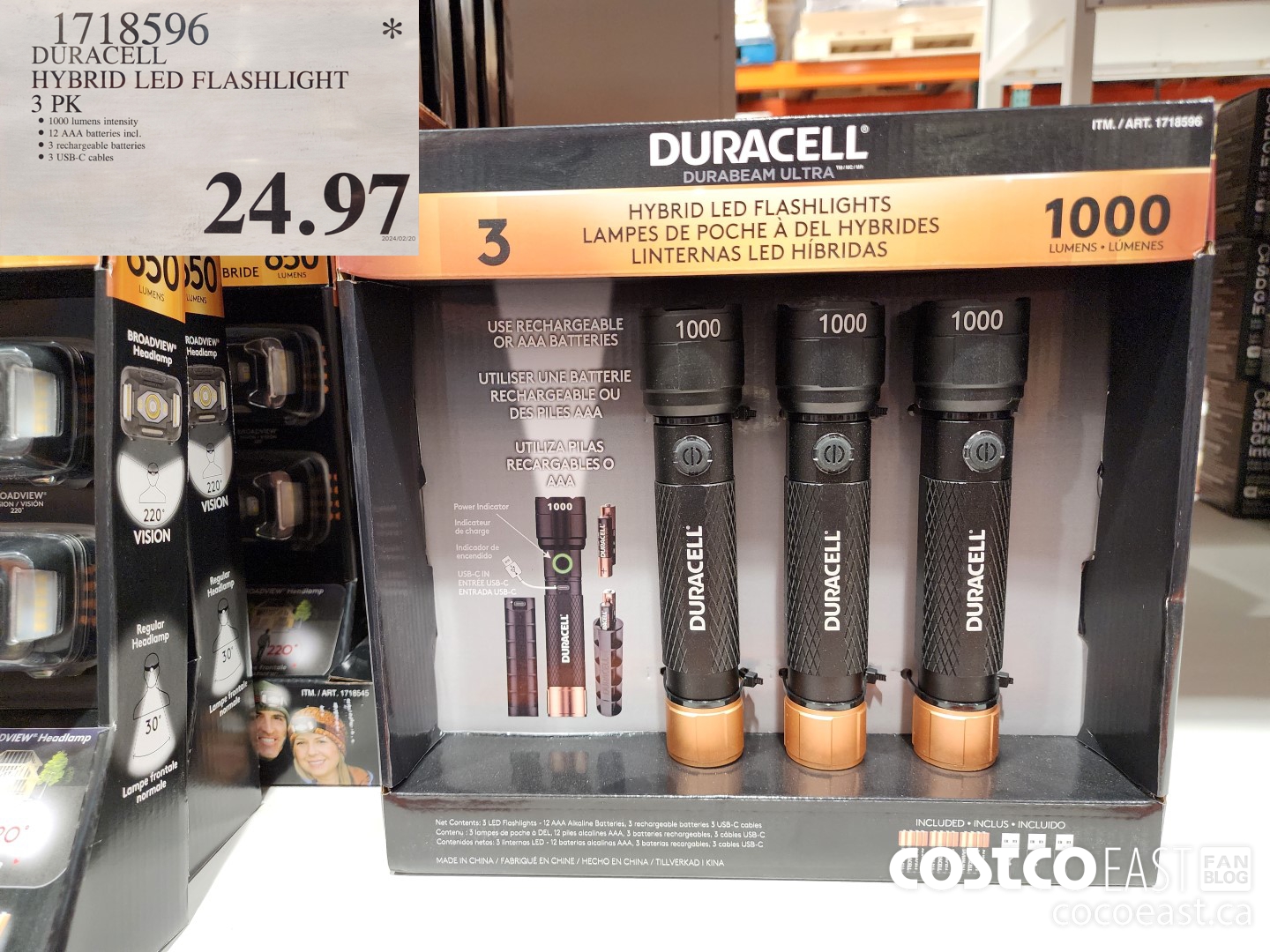 1718596 DURACELL HYBRID LED FLASHLIGHT 3 PK $24.97