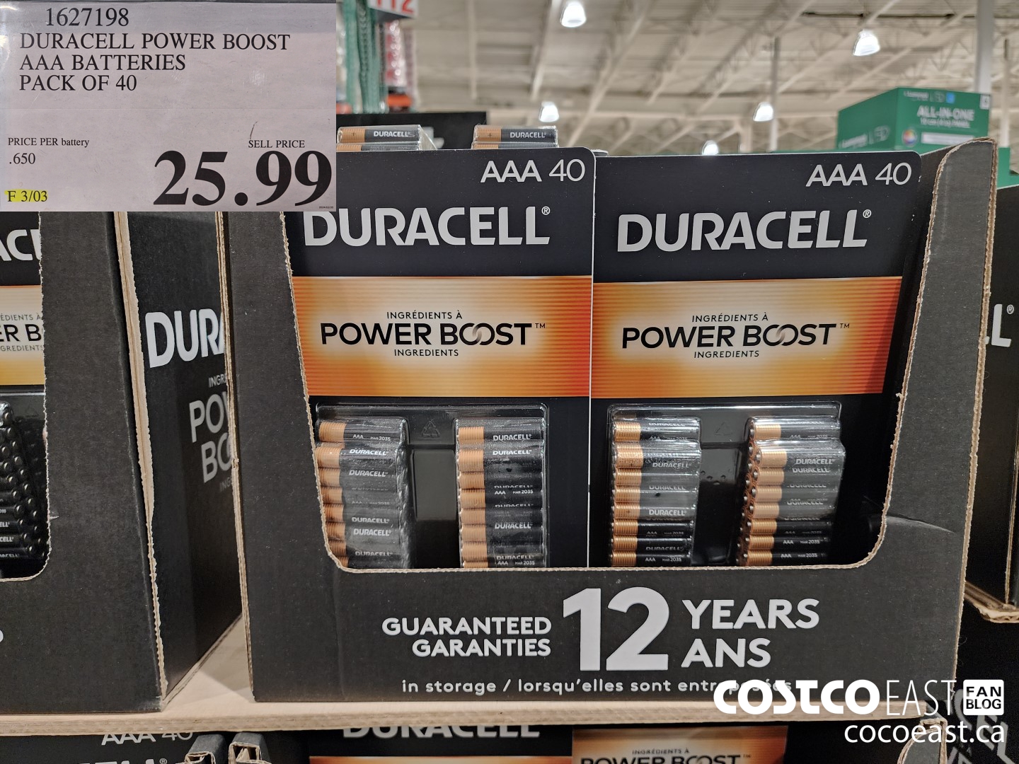 1627198 DURACELL POWER BOOST AAA BATTERIES PACK OF 40 $25.99