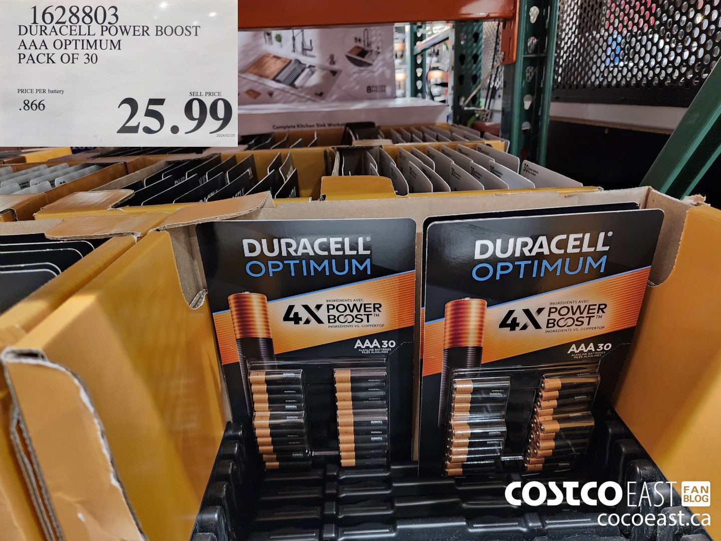 1628803 DURACELL POWER BOOST AAA OPTIMUM PACK OF 30 $25.99