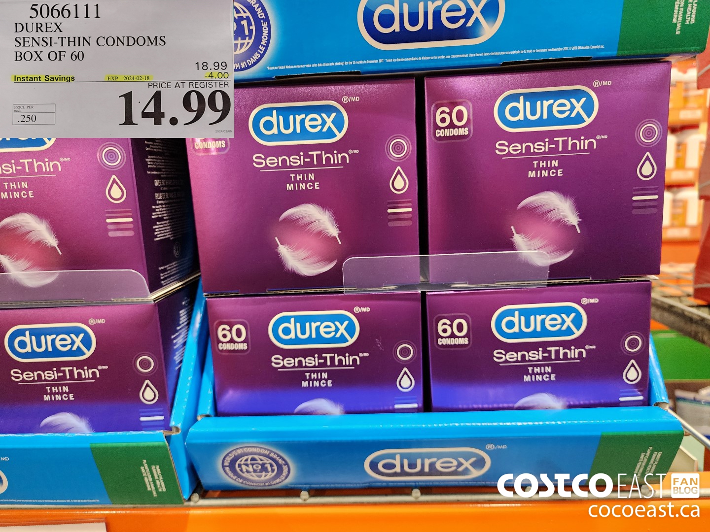 5066111 DUREX SENSI-THIN CONDOMS BOX OF 60 ($4.00 INSTANT SAVINGS EXPIRES ON 2024-02-18) $14.99