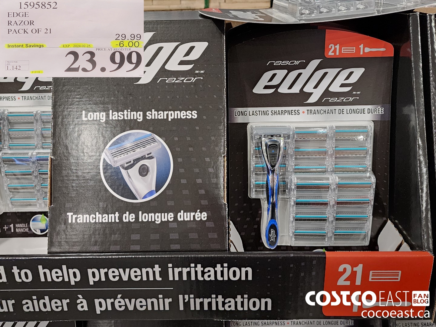 1595852 EDGE RAZOR PACK OF 21 ($6.00 INSTANT SAVINGS EXPIRES ON 2024-02-25) $23.99