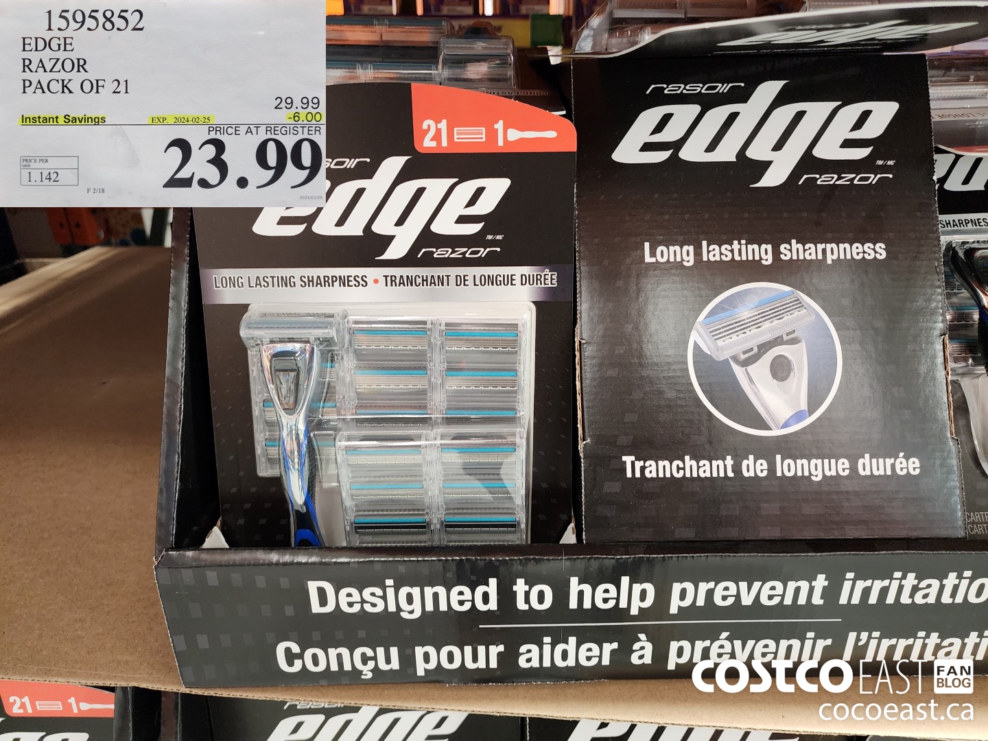 1595852 EDGE RAZOR PACK OF 21 ($6.00 INSTANT SAVINGS EXPIRES ON 2024-02-25) $23.99