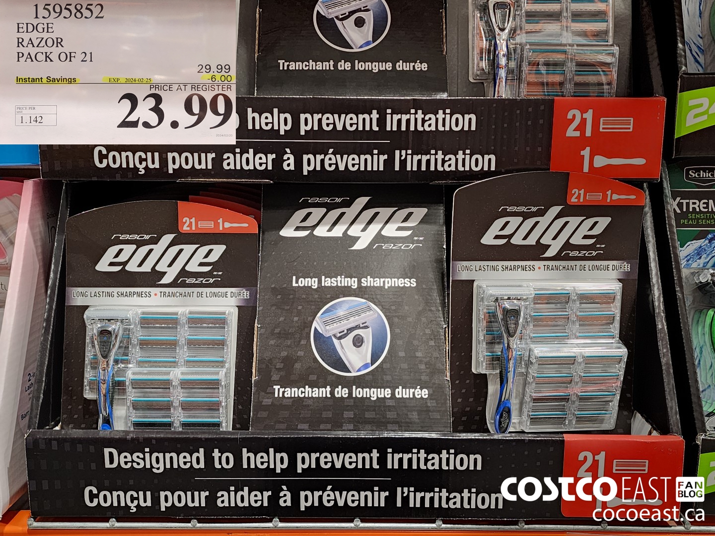 1595852 EDGE RAZOR PACK OF 21 ($6.00 INSTANT SAVINGS EXPIRES ON 2024-02-25) $23.99