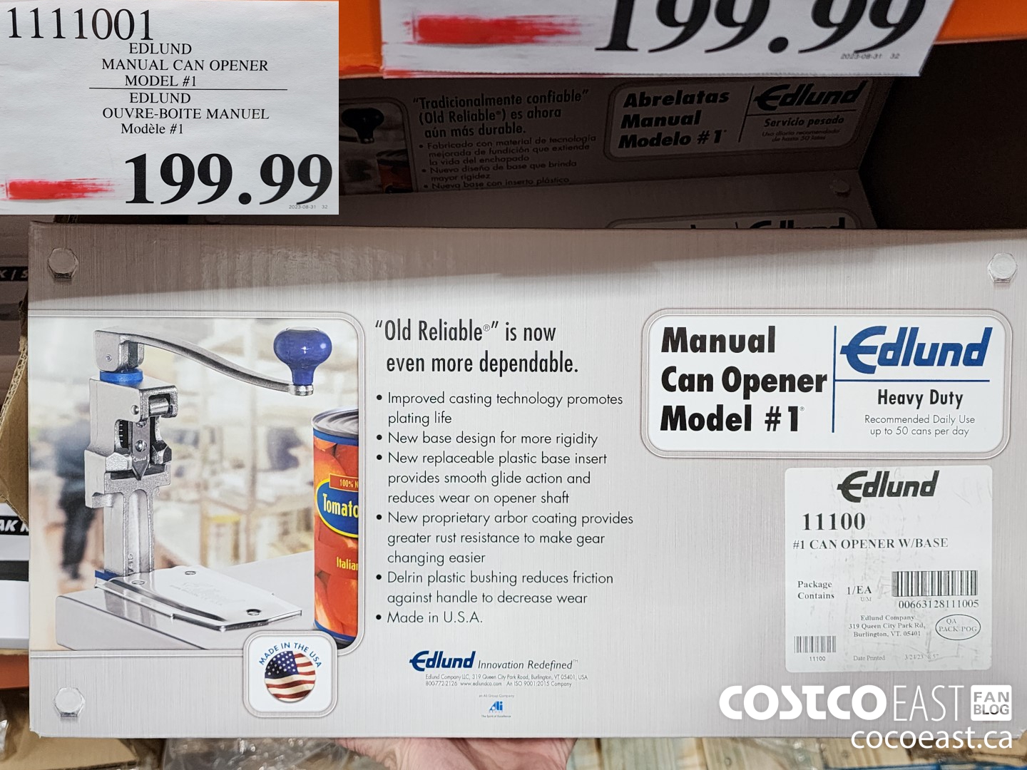 1111001 EDLUND MANUAL CAN OPENER MODEL #1 $199.99