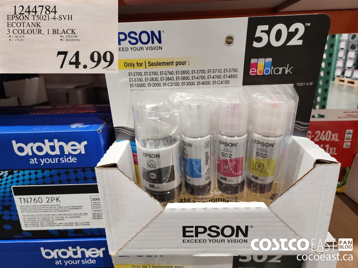 1244784 EPSON 15021-4-SVH ECOTANK 3 COLOUR, 1 BLACK $74.99