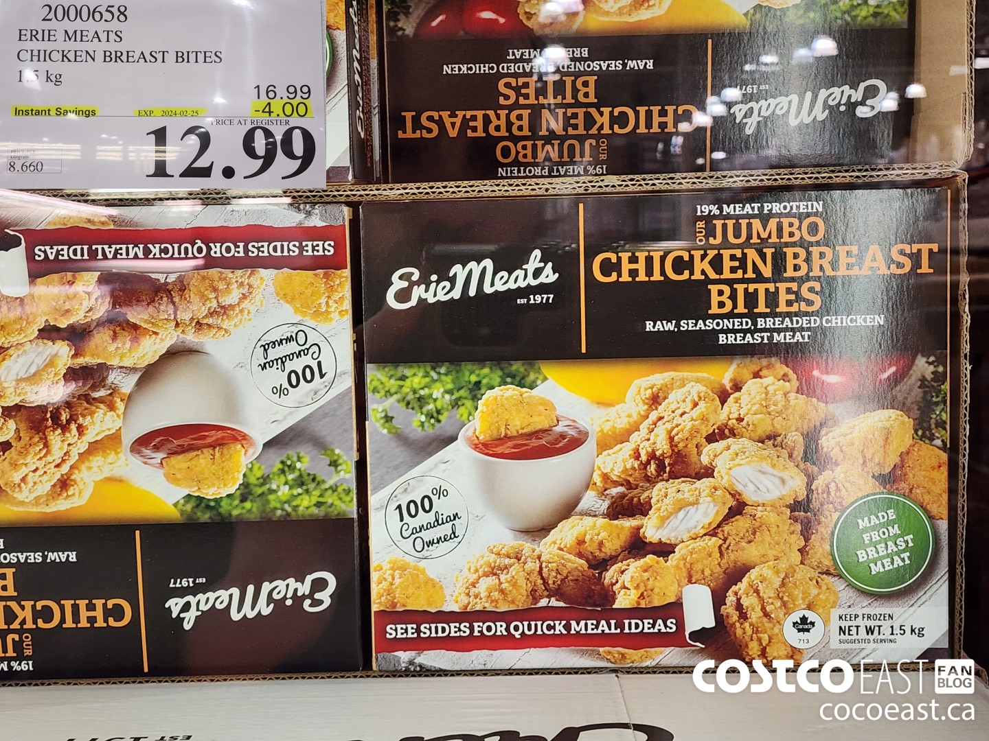 2000658 ERIE MEATS CHICKEN BREAST BITES 1.5 KG ($4.00 INSTANT SAVINGS EXPIRES ON 2024-02-25) $12.99