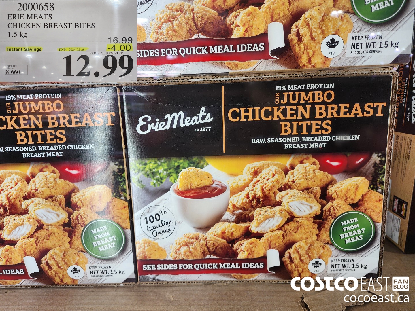 2000658 ERIE MEATS CHICKEN BREAST BITES 1.5 KG ($4.00 INSTANT SAVINGS EXPIRES ON 2024-02-25) $12.99