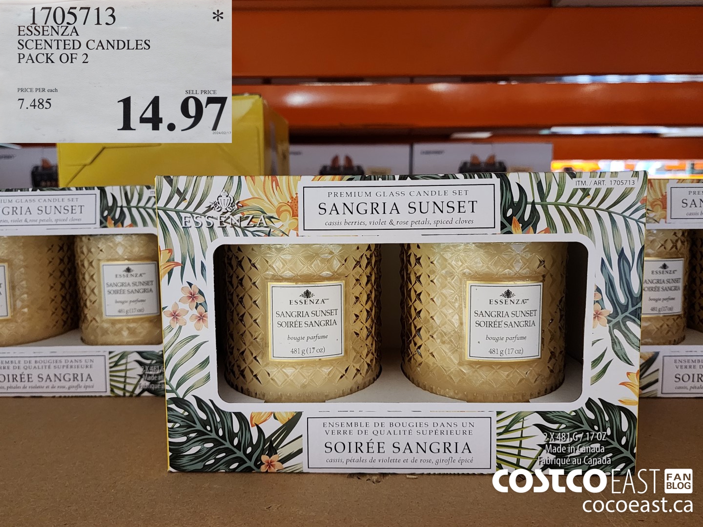 1705713 ESSENZA SCENTED CANDLES PACK OF 2 $14.97
