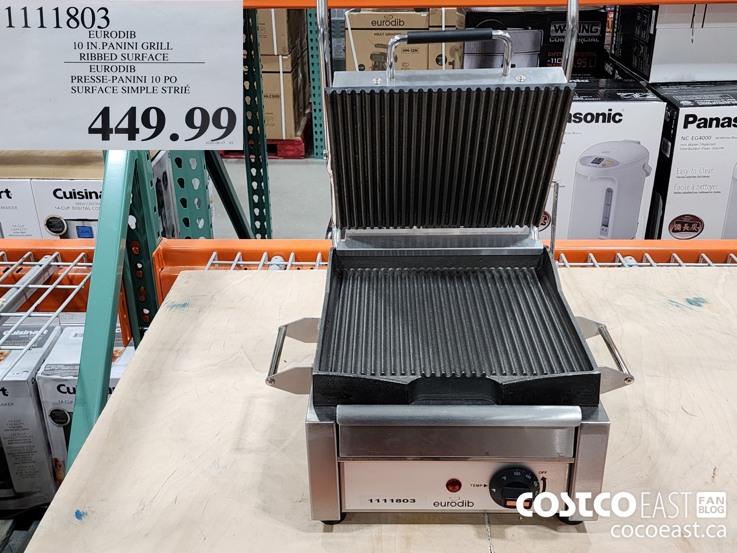 1111803 EURODIB 10 IN.PANINI GRILL RIBBED SURFACE $449.99