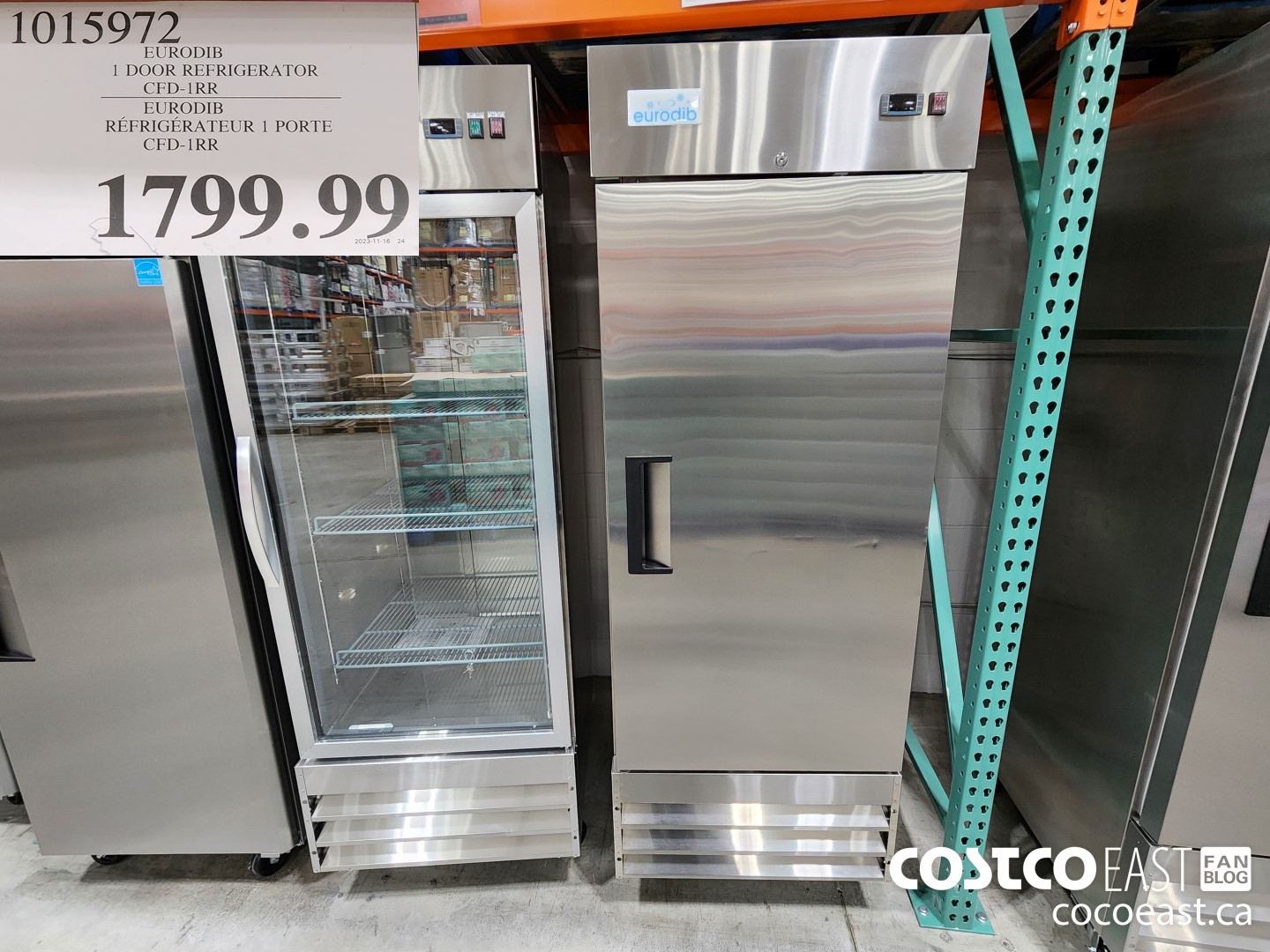1015972 EURODIB 1 DOOR REFRIGERATOR CFD-1RR $1799.99