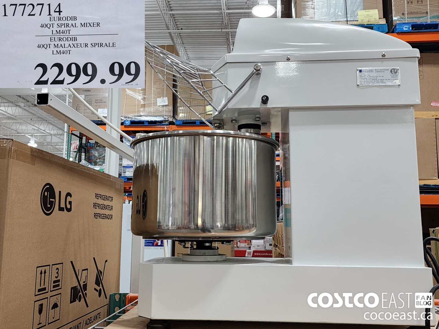 1772714 EURODIB 40QT SPIRAL MIXER LM40T $2299.99