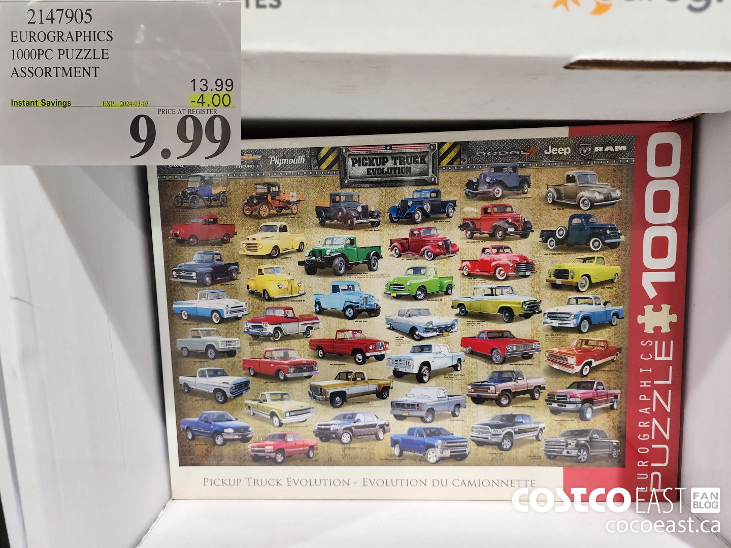 2147905 EUROGRAPHICS 1000PC PUZZLE ASSORTMENT ($4.00 INSTANT SAVINGS EXPIRES ON 2024-03-03) $9.99