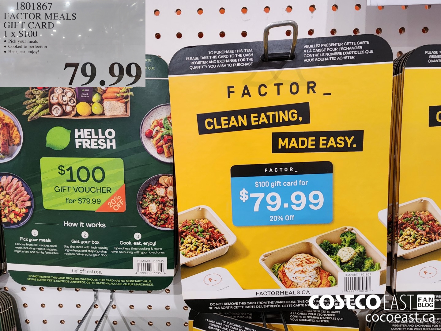 1801867 FACTOR MEALS GIFT CARD 1 x $100 $79.99