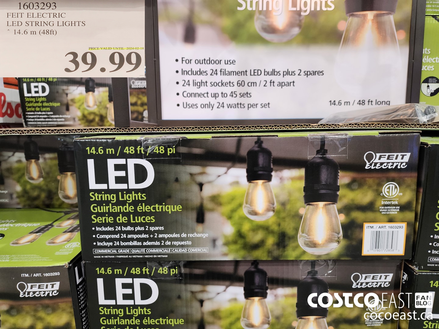 1603293 FEIT ELECTRIC LED STRING LIGHTS “14.6 m (48ft) $39.99