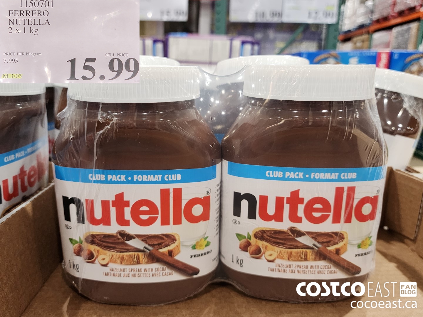 1150701 FERRERO NUTELLA 2 X 1 KG $15.49