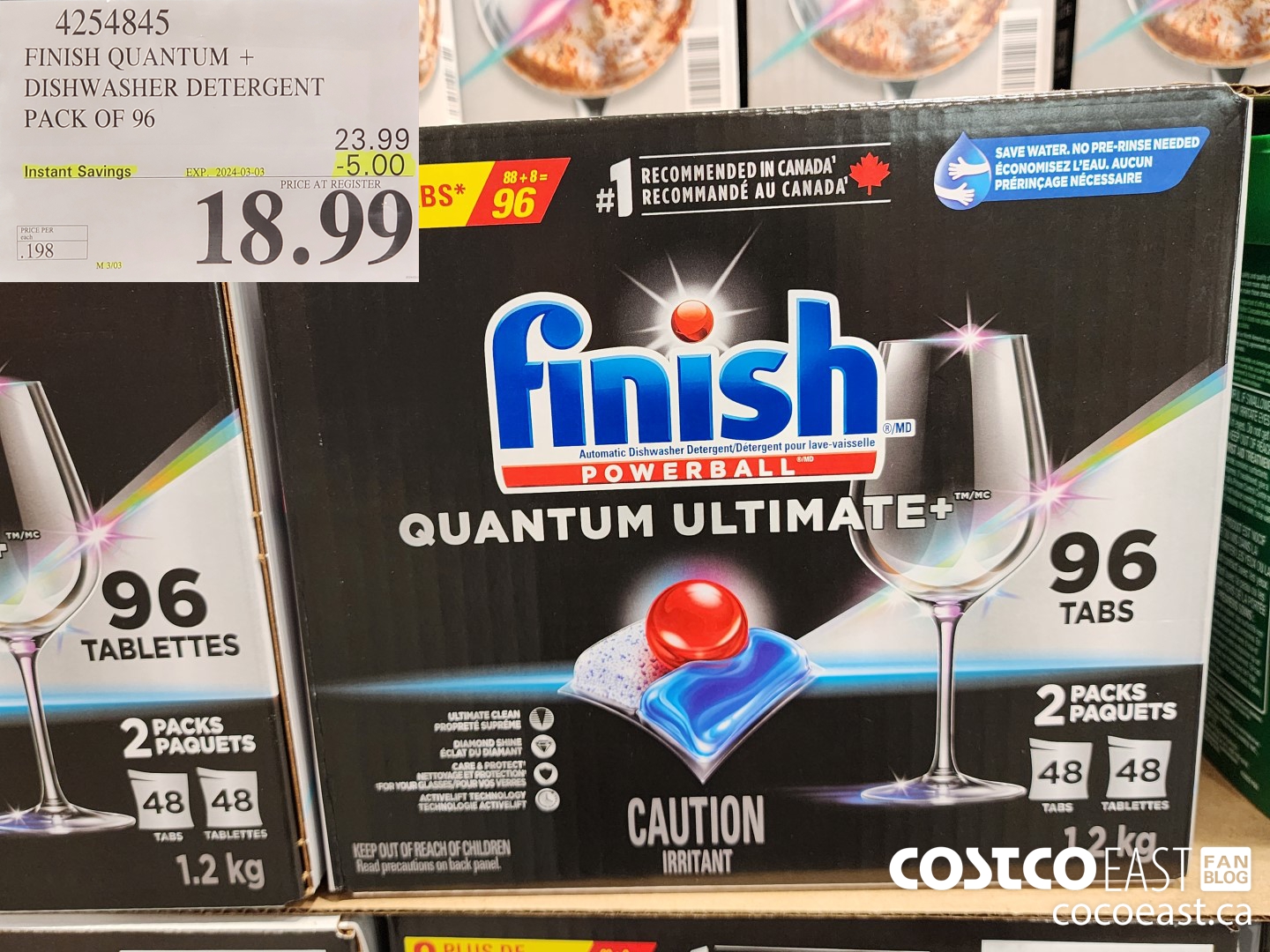 4254845 FINISH QUANTUM + DISHWASHER DETERGENT PACK OF 96 ($5.00 INSTANT SAVINGS EXPIRES ON 2024-03-03) $18.99