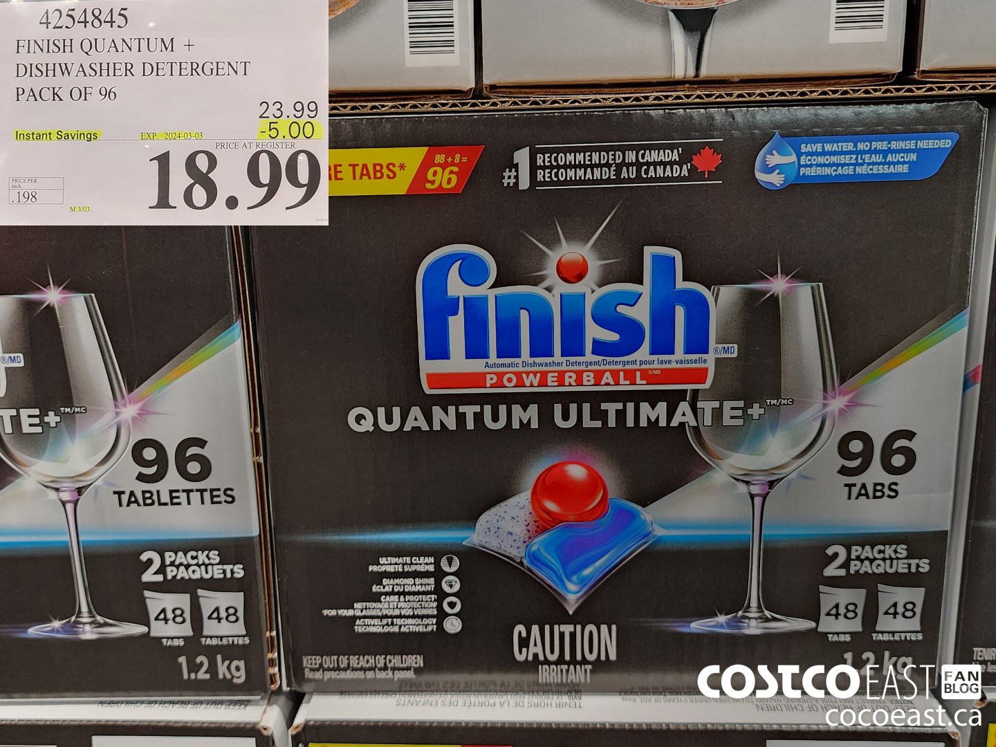 4254845 FINISH QUANTUM + DISHWASHER DETERGENT PACK OF 96 ($5.00 INSTANT SAVINGS EXPIRES ON 2024-03-03) $18.99