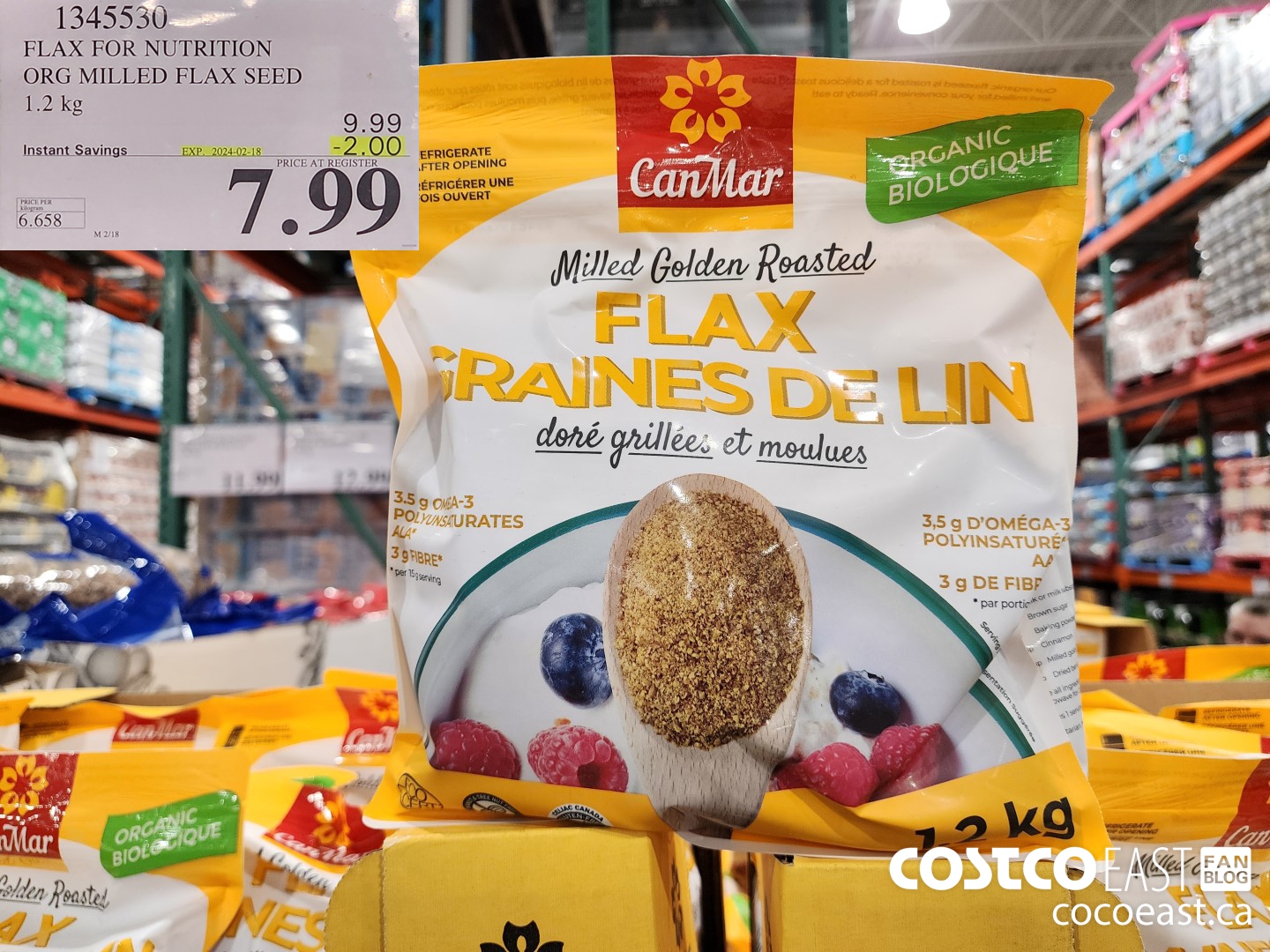 1345530 FLAX FOR NUTRITION ORG MILLED FLAX SEED 1.2 KG ($2.00 INSTANT SAVINGS EXPIRES ON 2024-02-18) $7.99