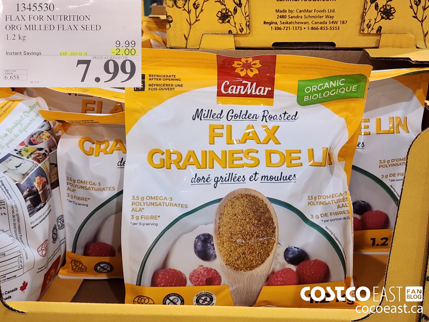 1345530 FLAX FOR NUTRITION ORG MILLED FLAX SEED 1.2 KG ($2.00 INSTANT SAVINGS EXPIRES ON 2024-02-18) $7.99