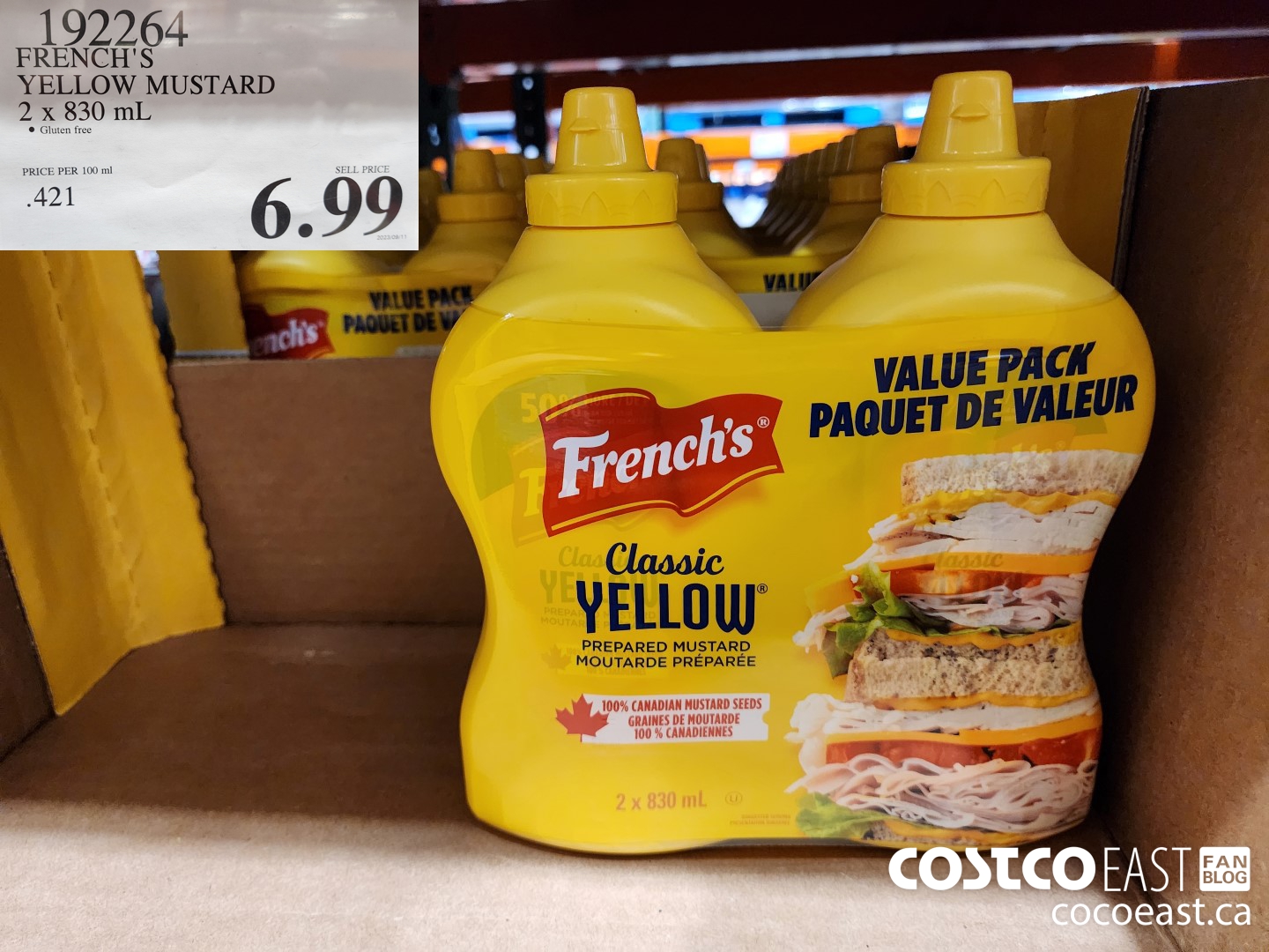192264 FRENCH'S YELLOW MUSTARD 2 X 830 ML $6.99