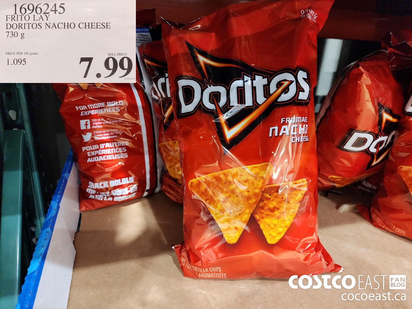 1696245 FRITO LAY DORITOS NACHO 730 g $7.99