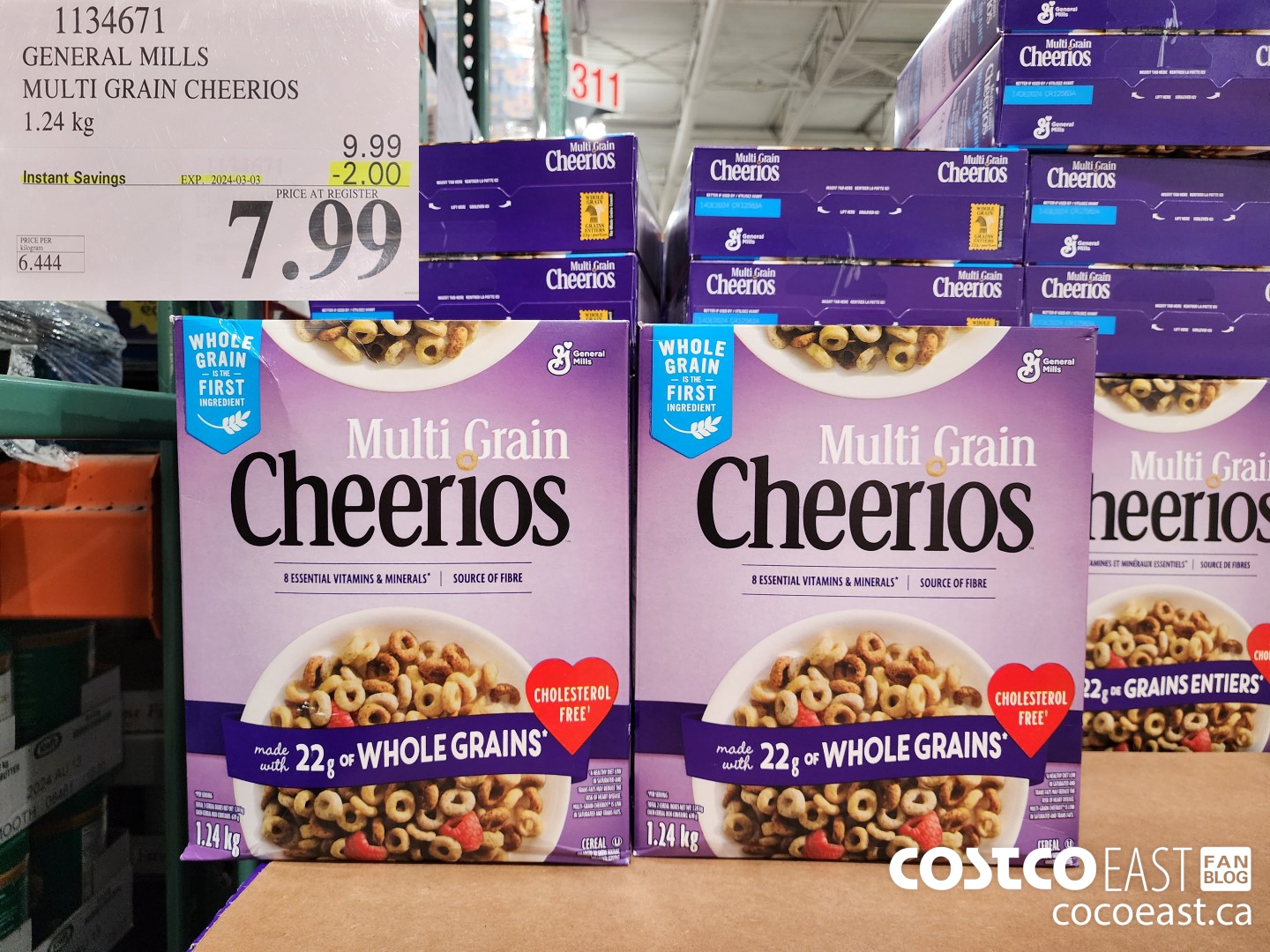 1134671 GENERAL MILLS MULTI-GRAIN CHEERIOS 1.24 KG ($2.00 INSTANT SAVINGS EXPIRES ON 2024-03-03) $7.99