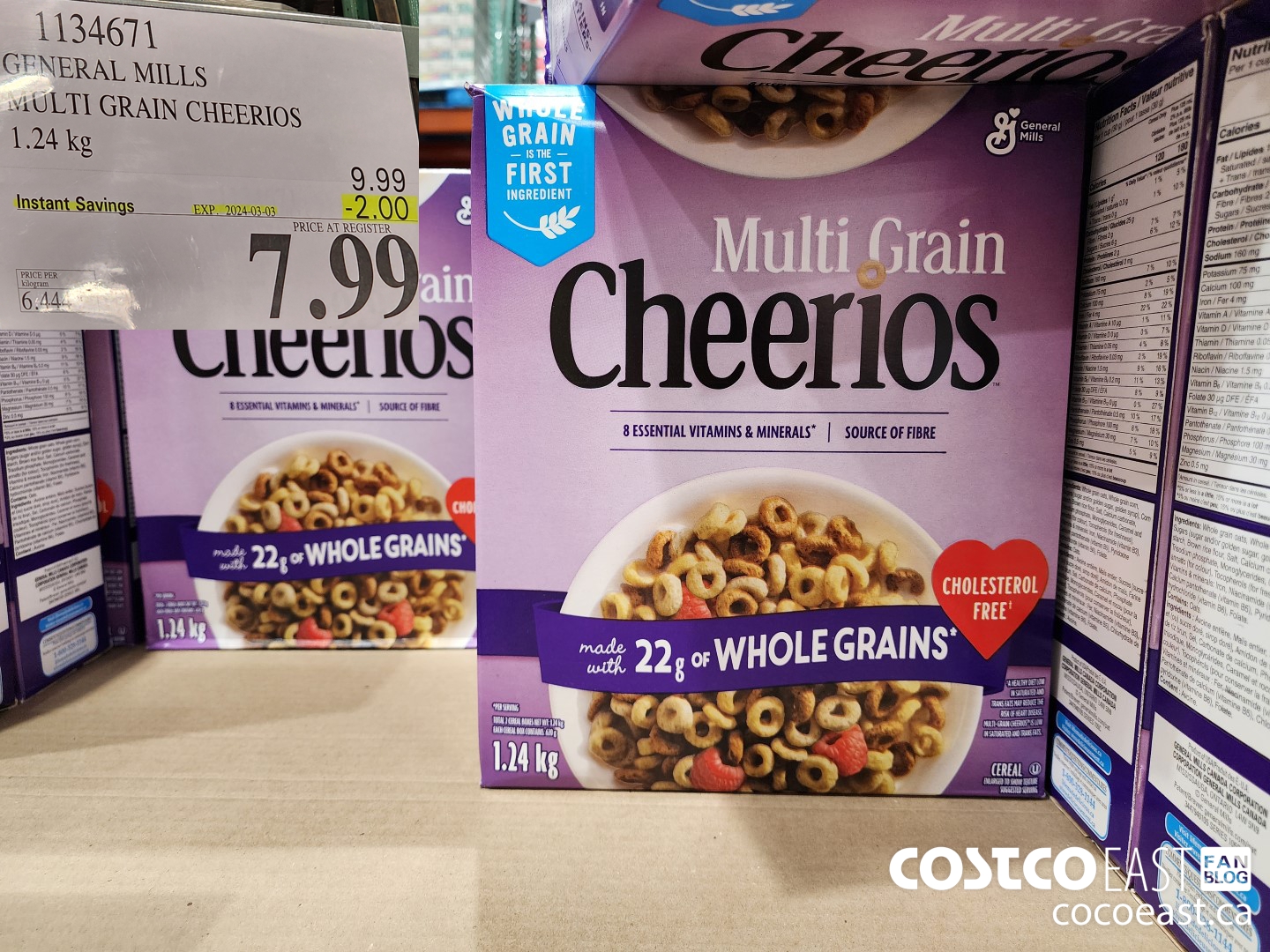 1134671 GENERAL MILLS MULTI-GRAIN CHEERIOS 1.24 KG ($2.00 INSTANT SAVINGS EXPIRES ON 2024-03-03) $7.99