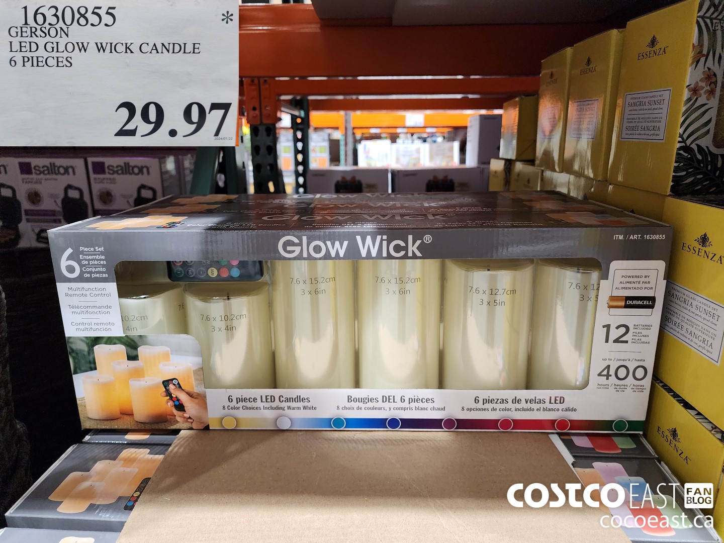 1630855 GERSON LED GLOW WICK CANDLE 6 PIECES $29.97