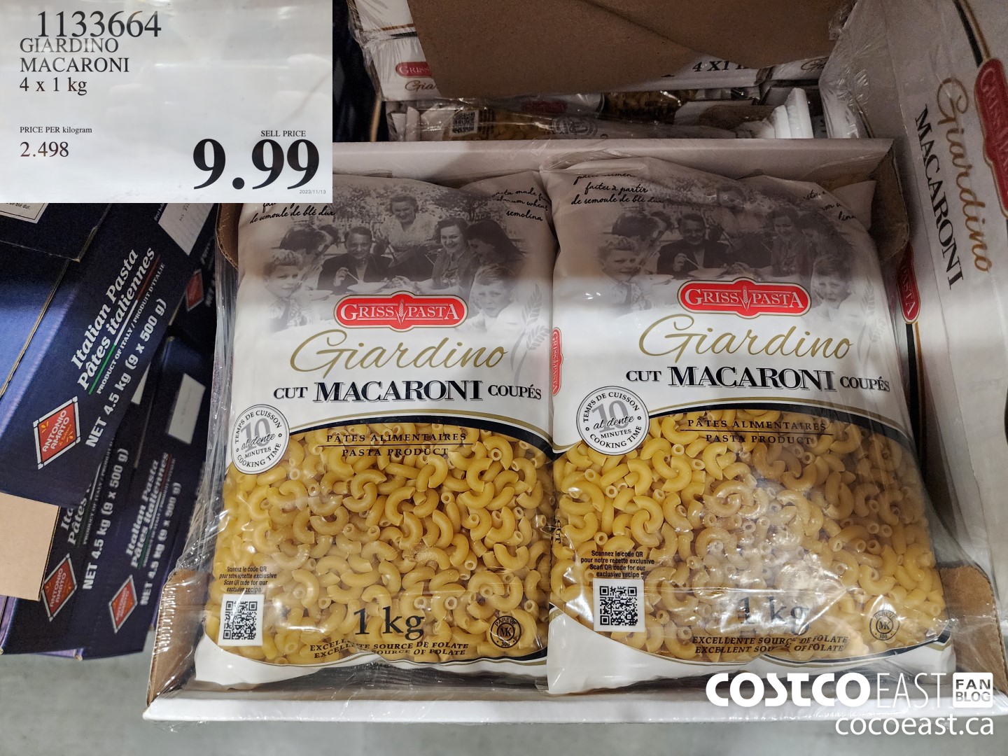 1133664 GIARDINO MACARONI 4 x 1 KG $9.99