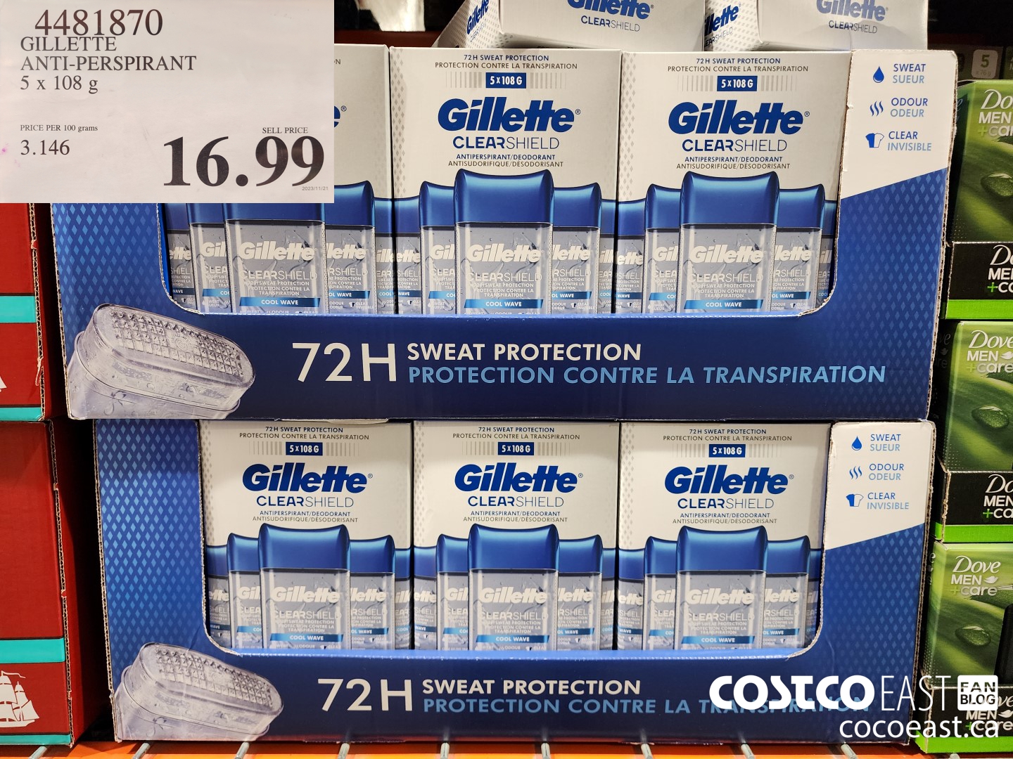 4481870 GILLETTE ANTI-PERSPIRANT 5 x 108g $16.99