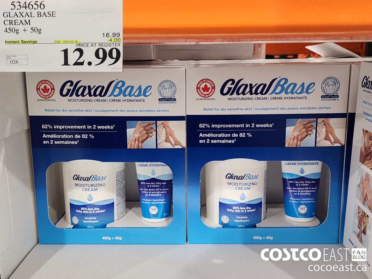 534656 GLAXAL BASE CREAM 450G + 50G ($4.00 INSTANT SAVINGS EXPIRES ON 2024-02-18) $12.99