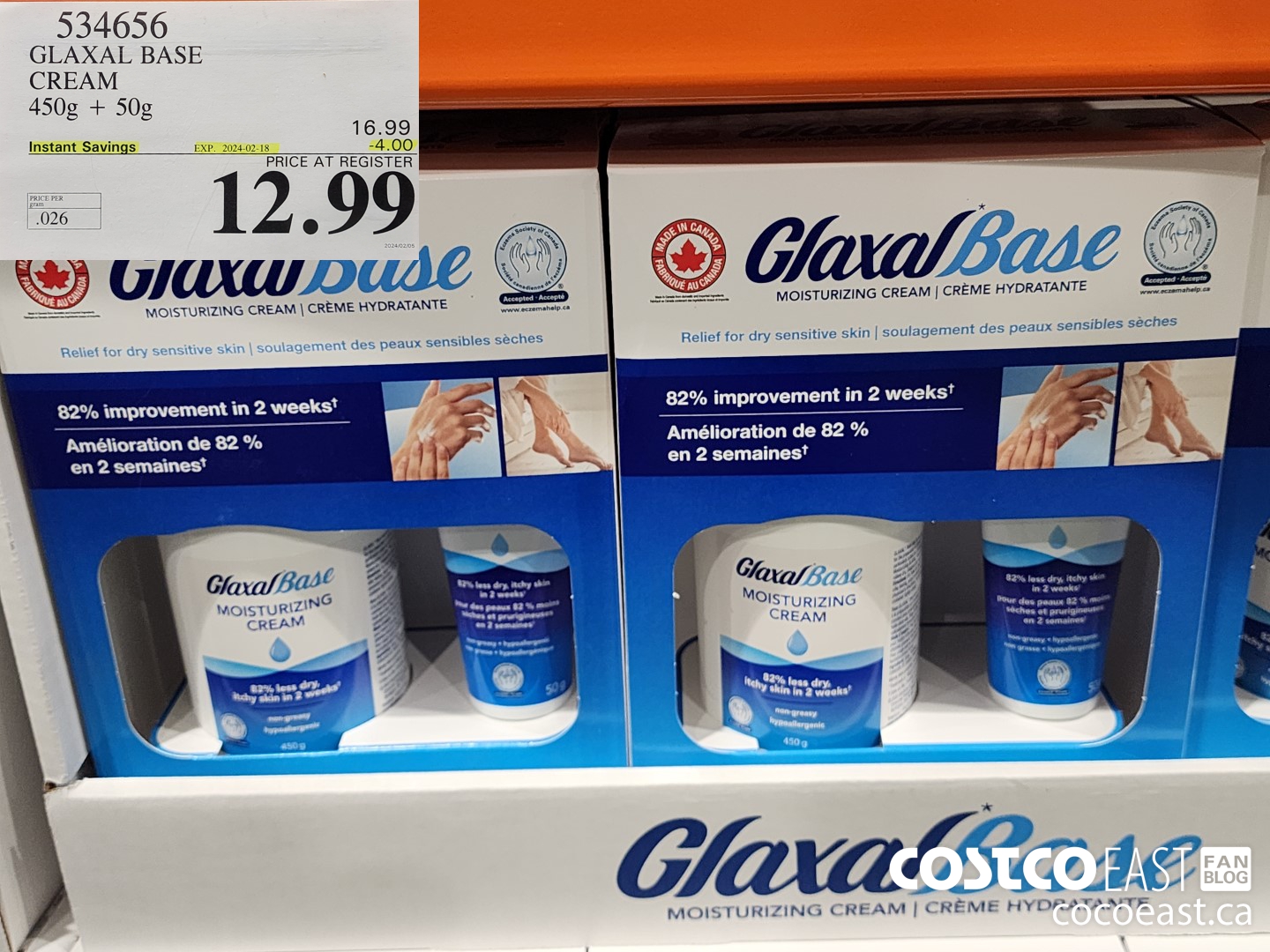 534656 GLAXAL BASE CREAM 450G + 50G ($4.00 INSTANT SAVINGS EXPIRES ON 2024-02-18) $12.99