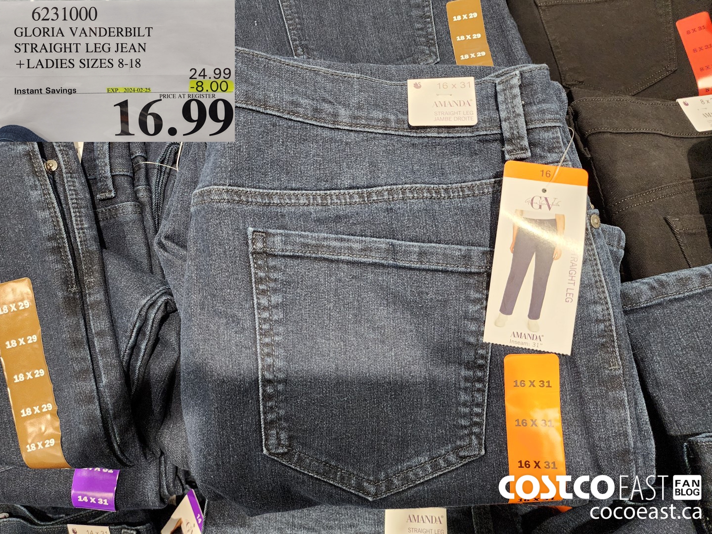 6231000 GLORIA VANDERBILT STRAIGHT LEG JEAN +LADIES SIZES 8-18 ($8.00 INSTANT SAVINGS EXPIRES ON 2024-02-25) $16.99