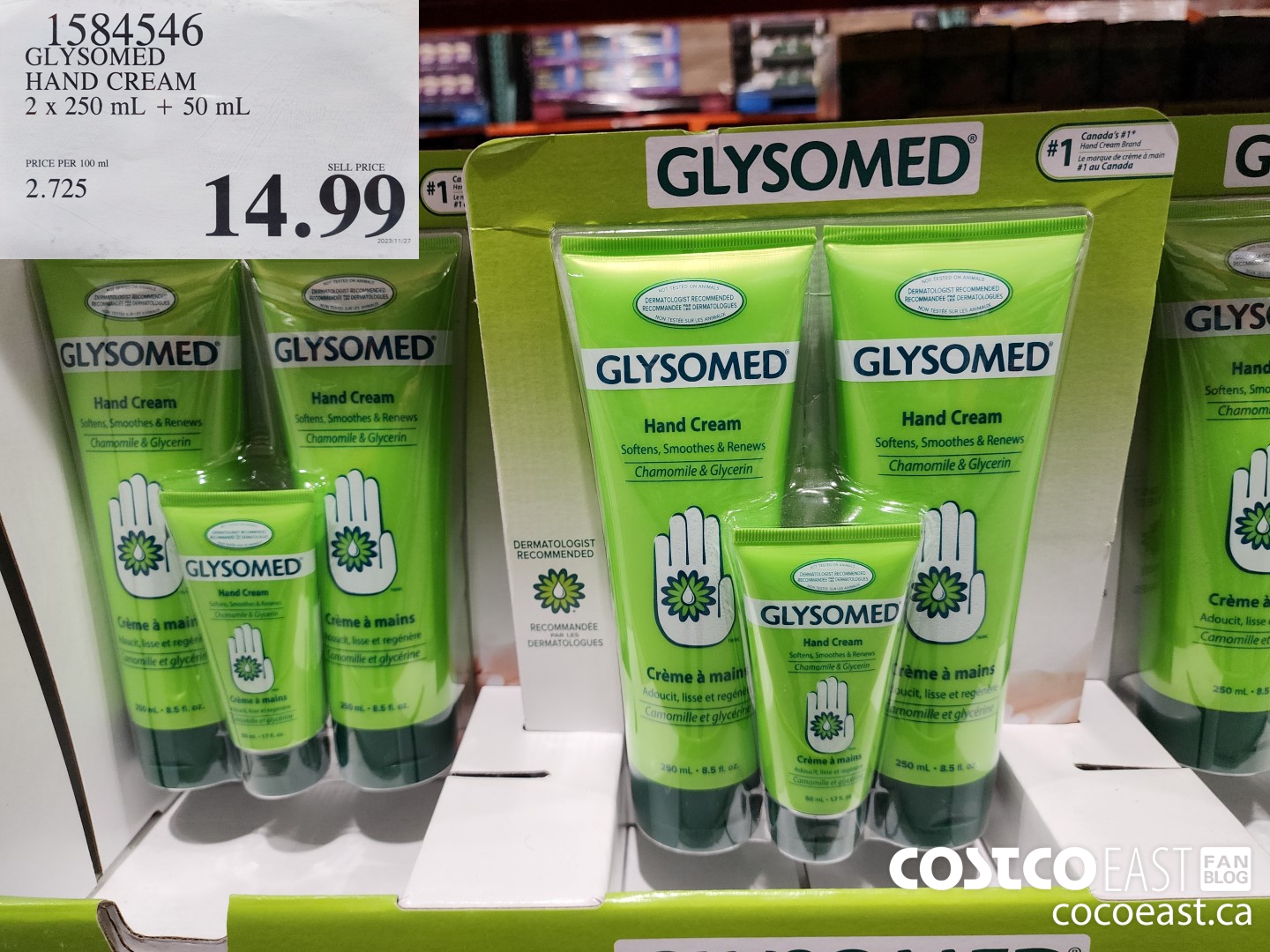 1584546 GLYSOMED HAND CREAM 2x 250 mL + 50 mL $14.99