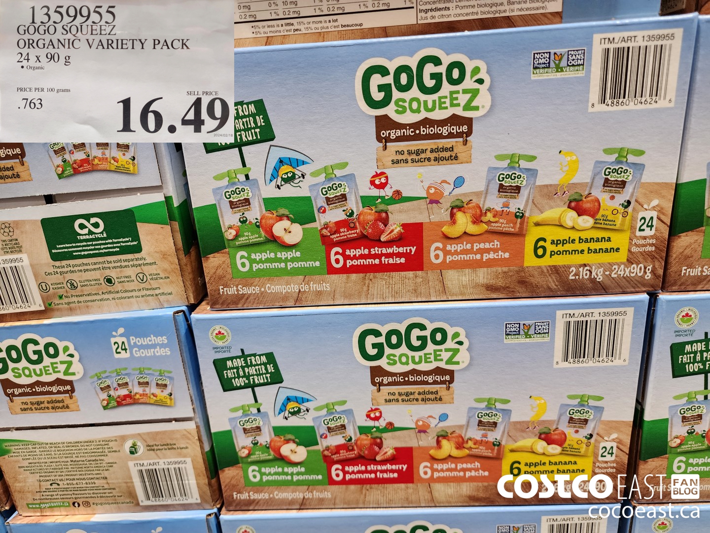 1359955 GOGC SQUEEZ ORGANIC VARIETY PACK 24 x 90 g $16.49