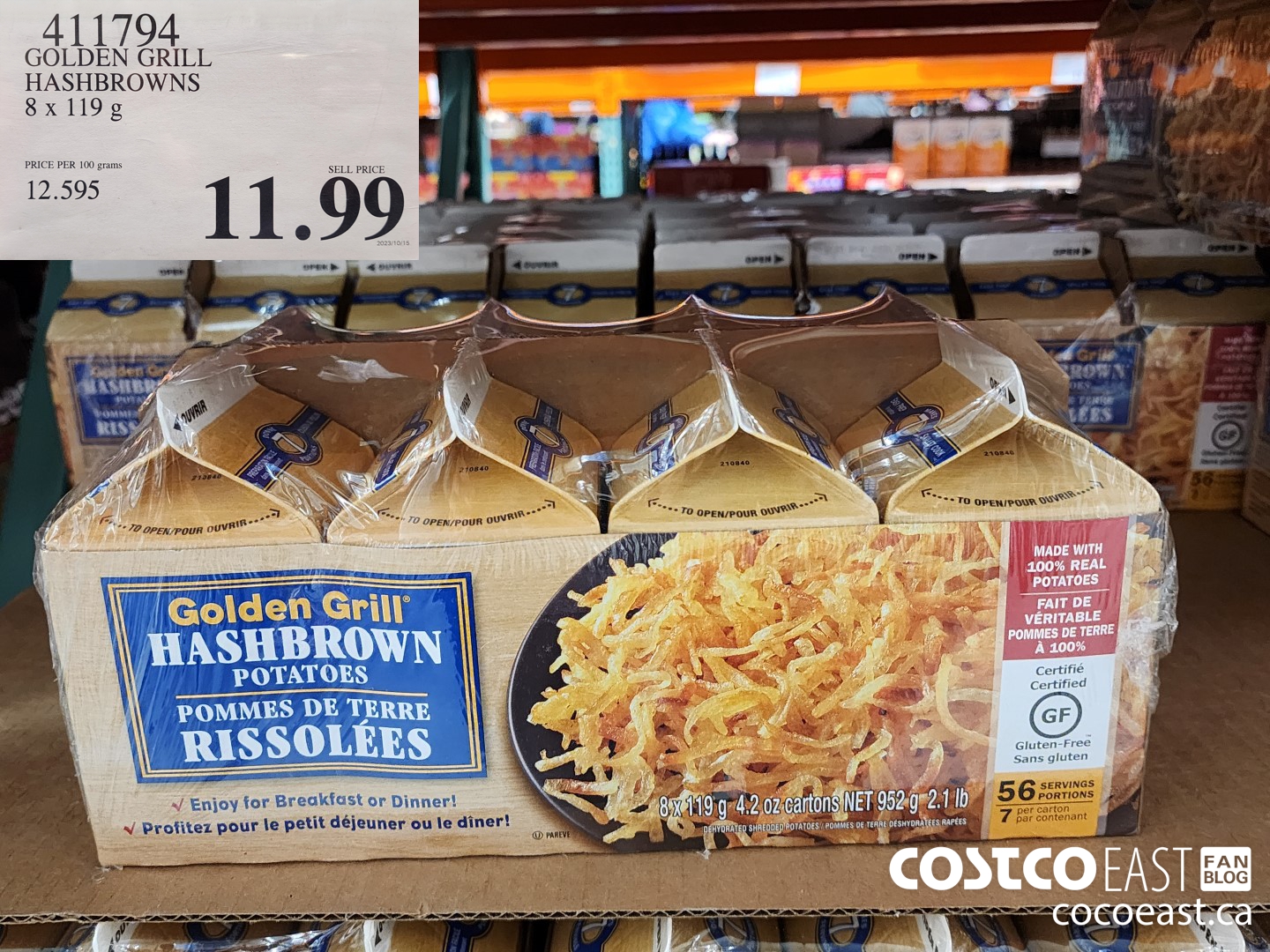 411794 GOLDEN GRILL HASHBROWN 8 X 119G $11.99