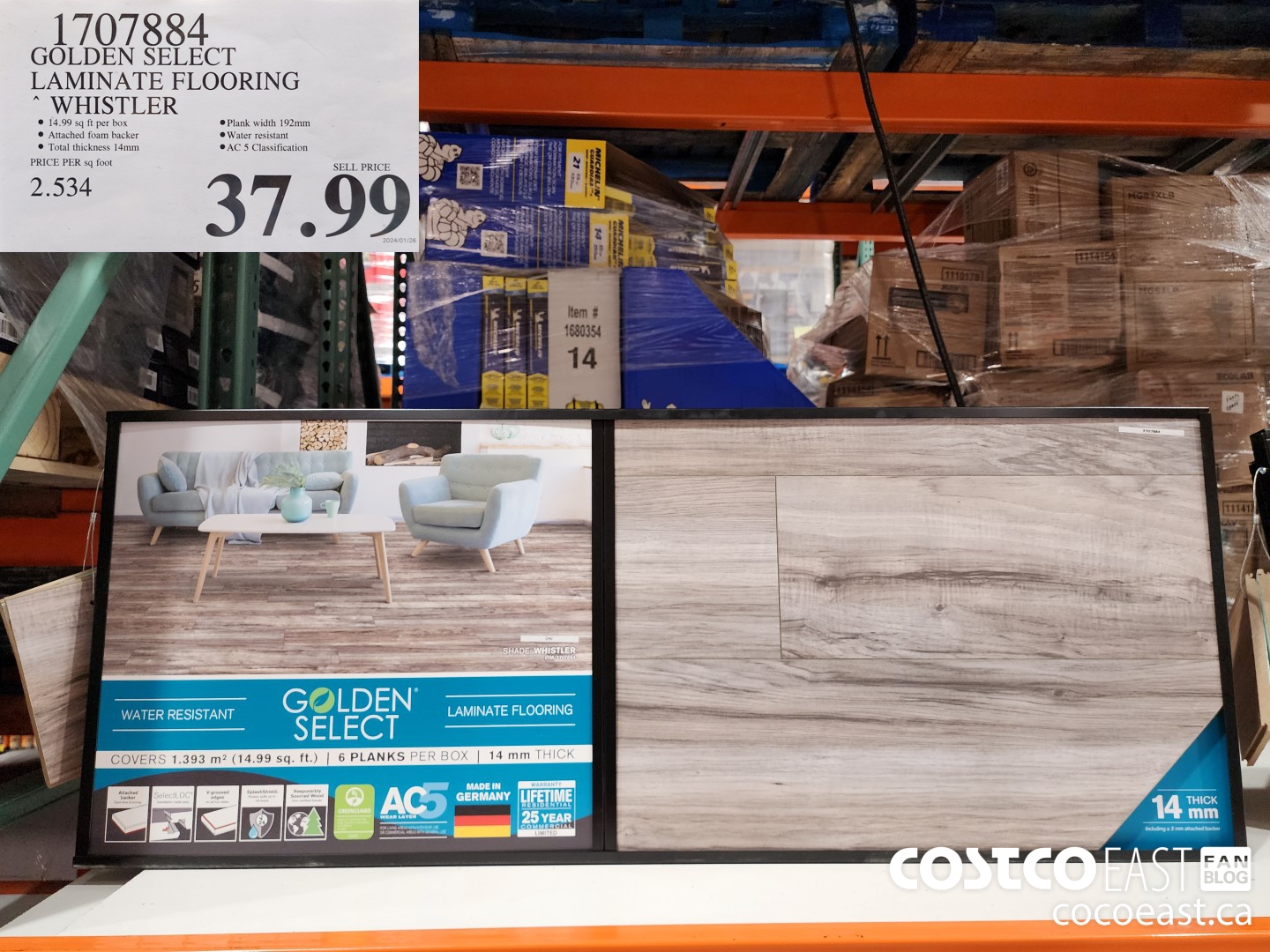 1707884 GOLDEN SELECT LAMINATE FLOORING WHISTLER $37.99