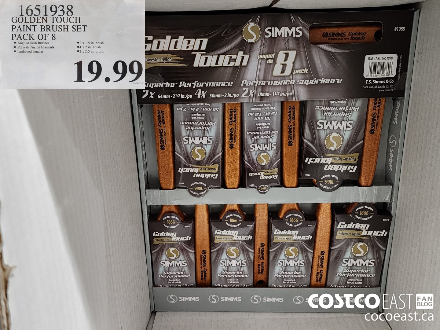 1651938 GOLDEN TOUCH PAINT BRUSH SET PACK OF 8 $19.99