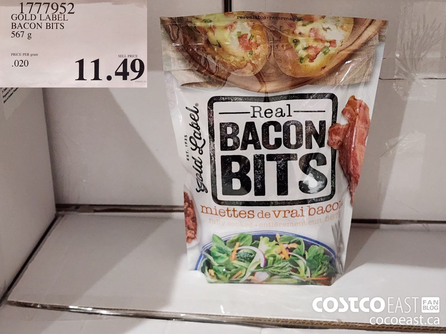 1777952 GOLD LABEL BACON BITS 567 g $11.49