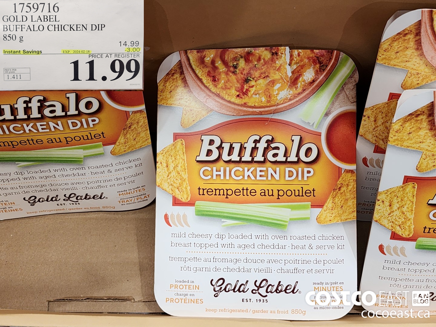 1759716 GOLD LABEL BUFFALO CHICKEN DIP 850 g ($3.00 INSTANT SAVINGS EXPIRES ON 2024-02-18) $11.99