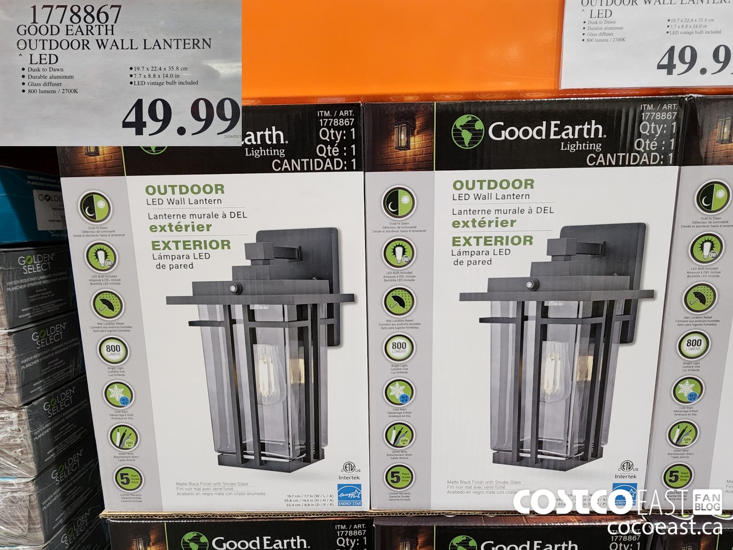 1778867 GOOD EARTH OUTDOOR WALL LANTERN LED $49.99