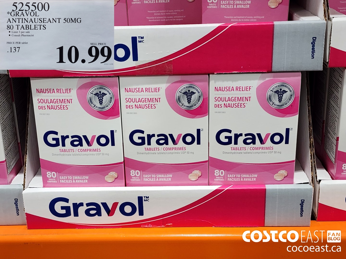 525500 GRAVOL ANTINAUSEANT 50MG 80 TABLETS $10.99
