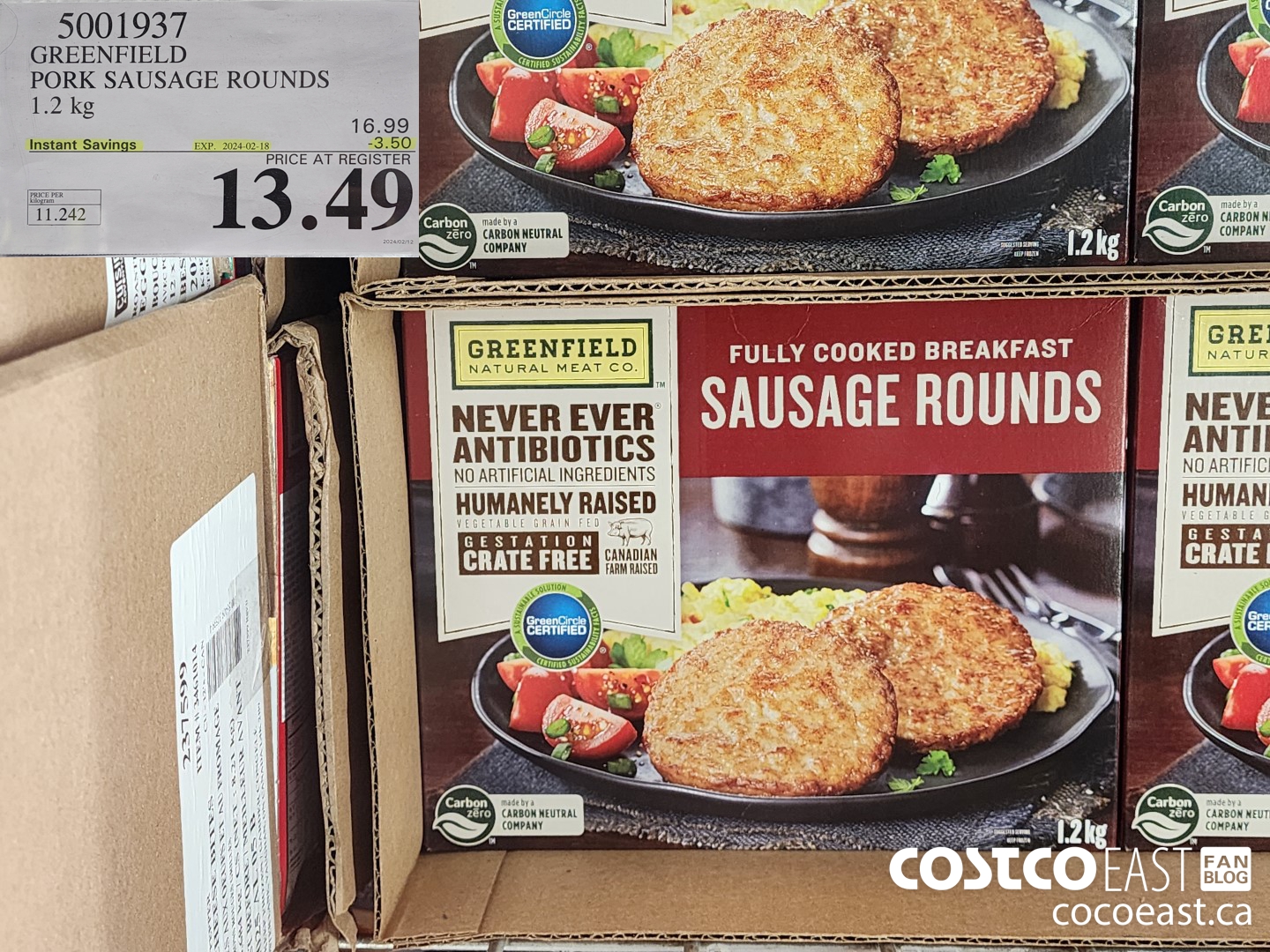 5001937 GREENFIELD PORK SAUSAGE ROUNDS 1.2 kg ($3.50 INSTANT SAVINGS EXPIRES ON 2024-02-18) $13.49