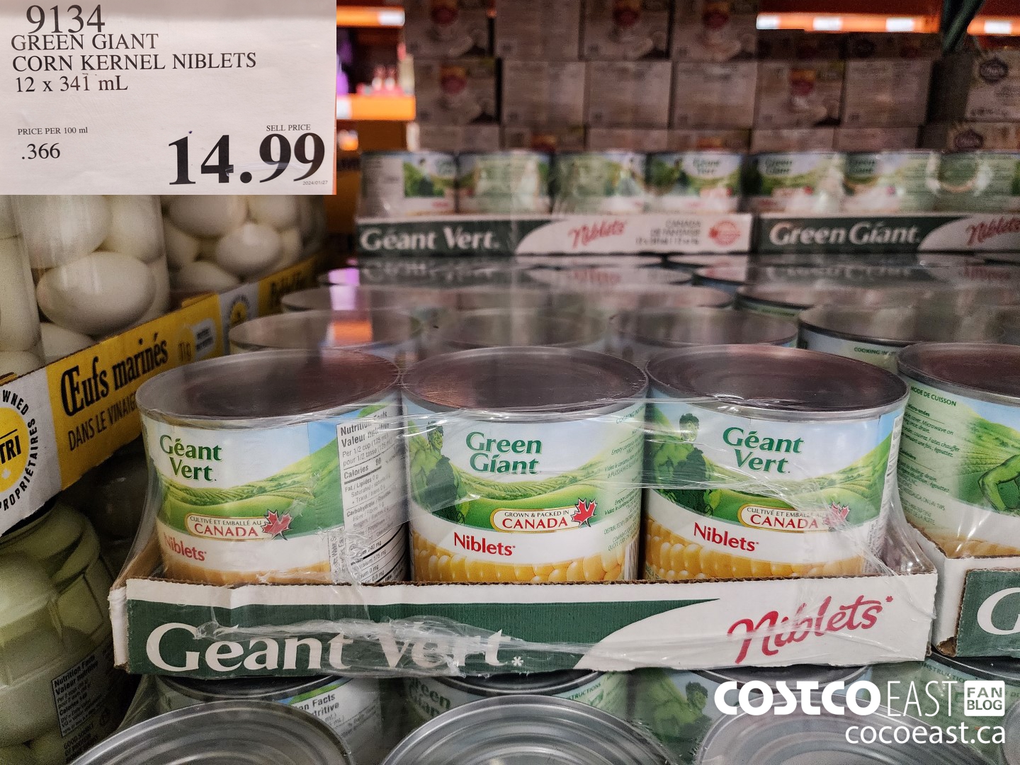 9134 GREEN GIANT CORN KERNEL NIBLETS 12 X 341 ML $14.99